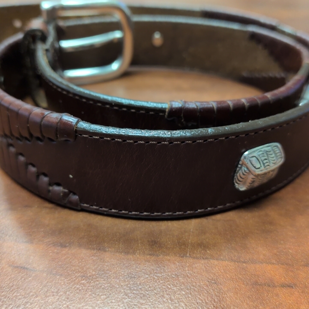 Brighton Dark Brown Leather Belt‎ with Silver Buckle